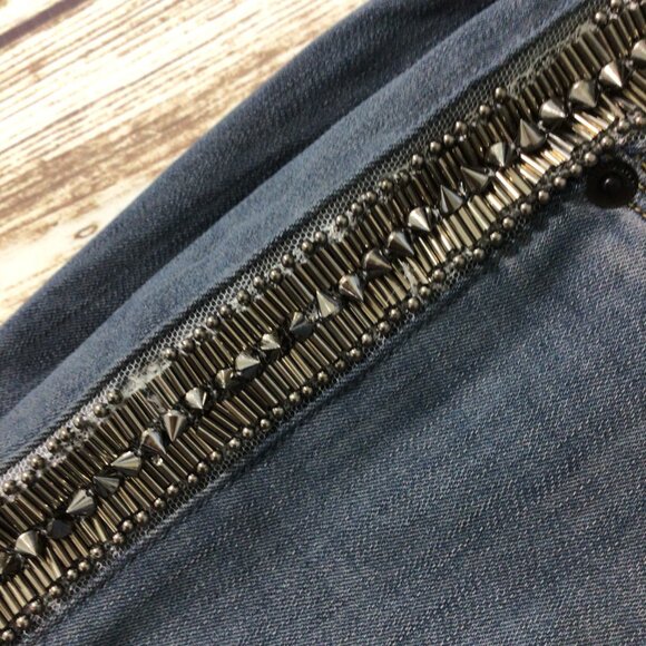 Hudson Luna Crop Super Skinny Embellished Jeans - Picture 2 of 13